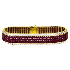 Unsichtbar gefasste 18k Rubin-Armband