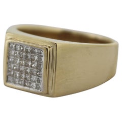 Invisibly Set Diamond, 14k Yellow Gold Ring