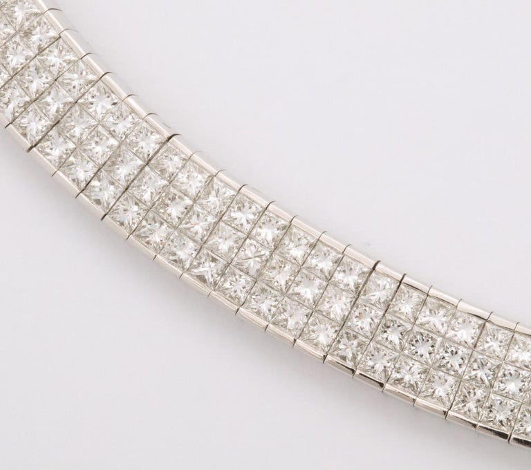 Invisibly Set Diamond Necklace and Bracelet Set For Sale at 1stDibs