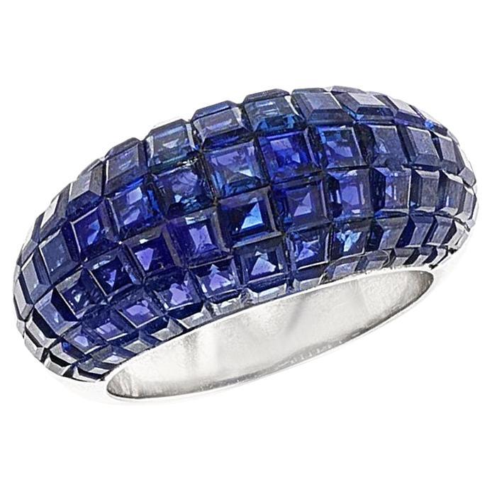 Invisibly Set Natural Sapphire Ring, 18k