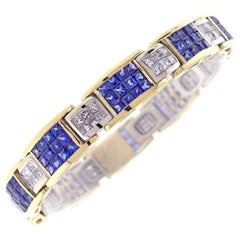 Invisibly Set Sapphire and Diamond Bracelet
