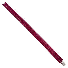 Invisibly-Set Ruby 18k White Gold Line Bracelet