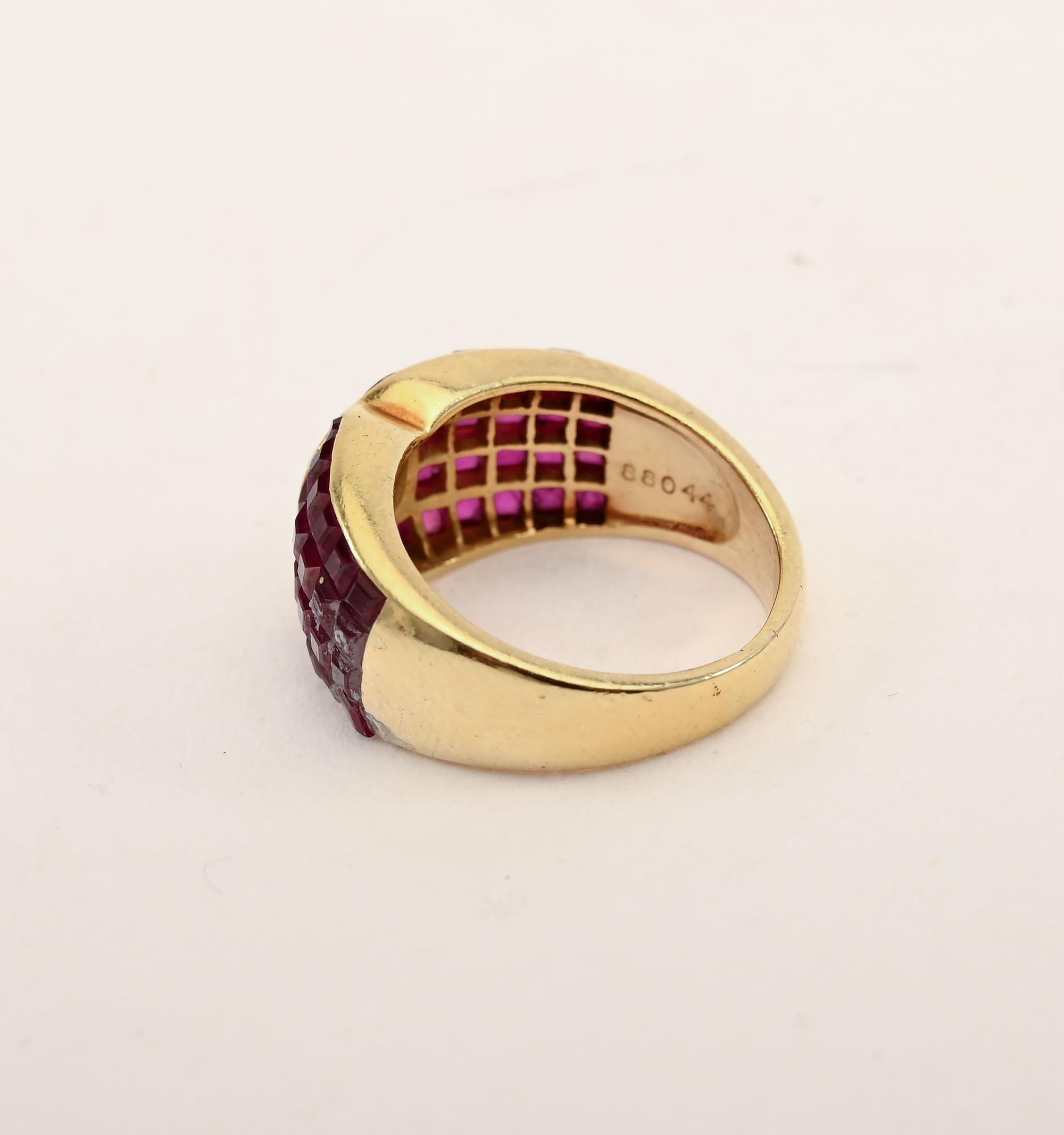 Invisibly Set Ruby Ring With Diamond Center - image 6