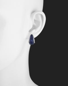 Invisibly-Set Sapphire and Diamond Hoop Earrings