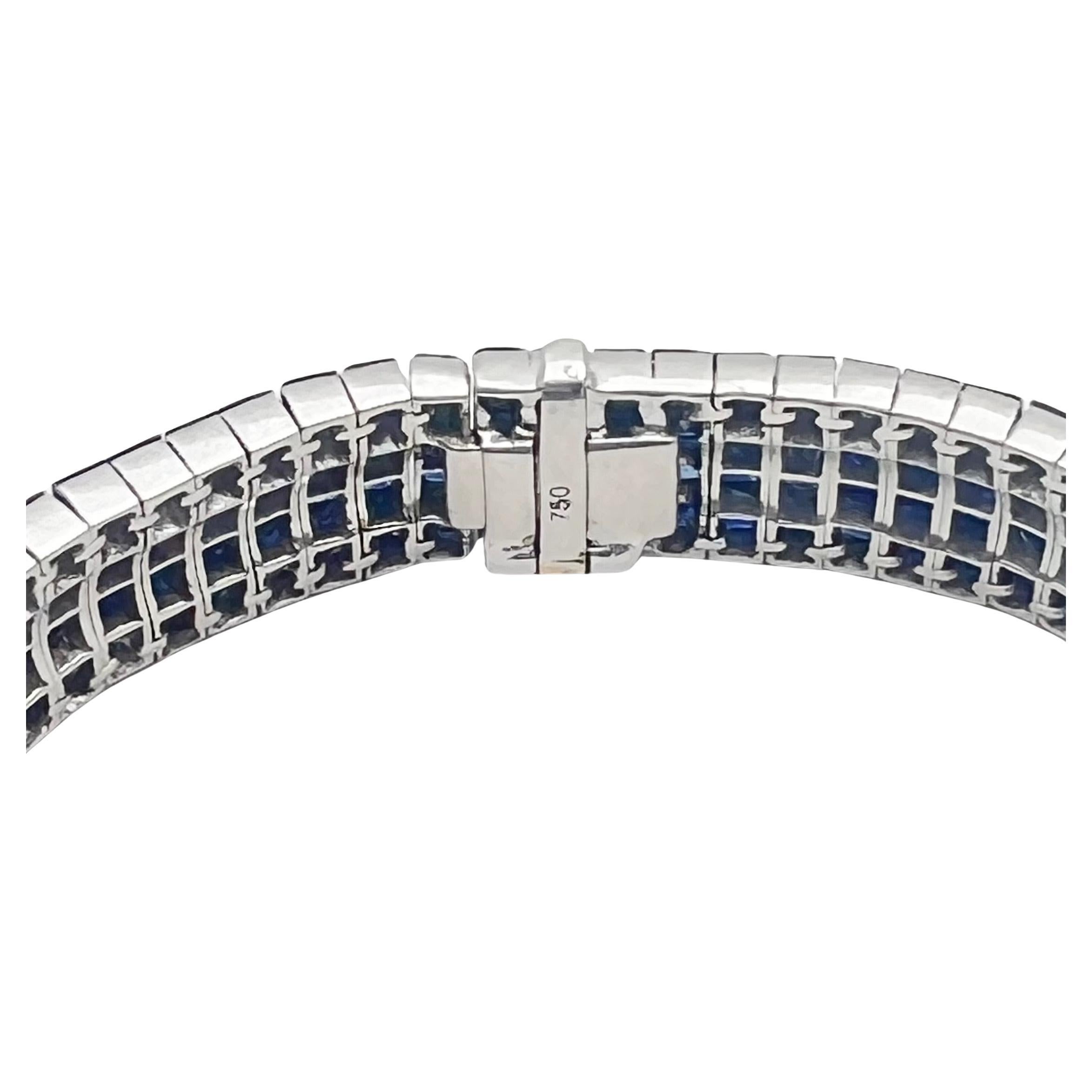 Invisibly-Set Sapphire Line Bracelet In New Condition For Sale In Palm Beach, FL