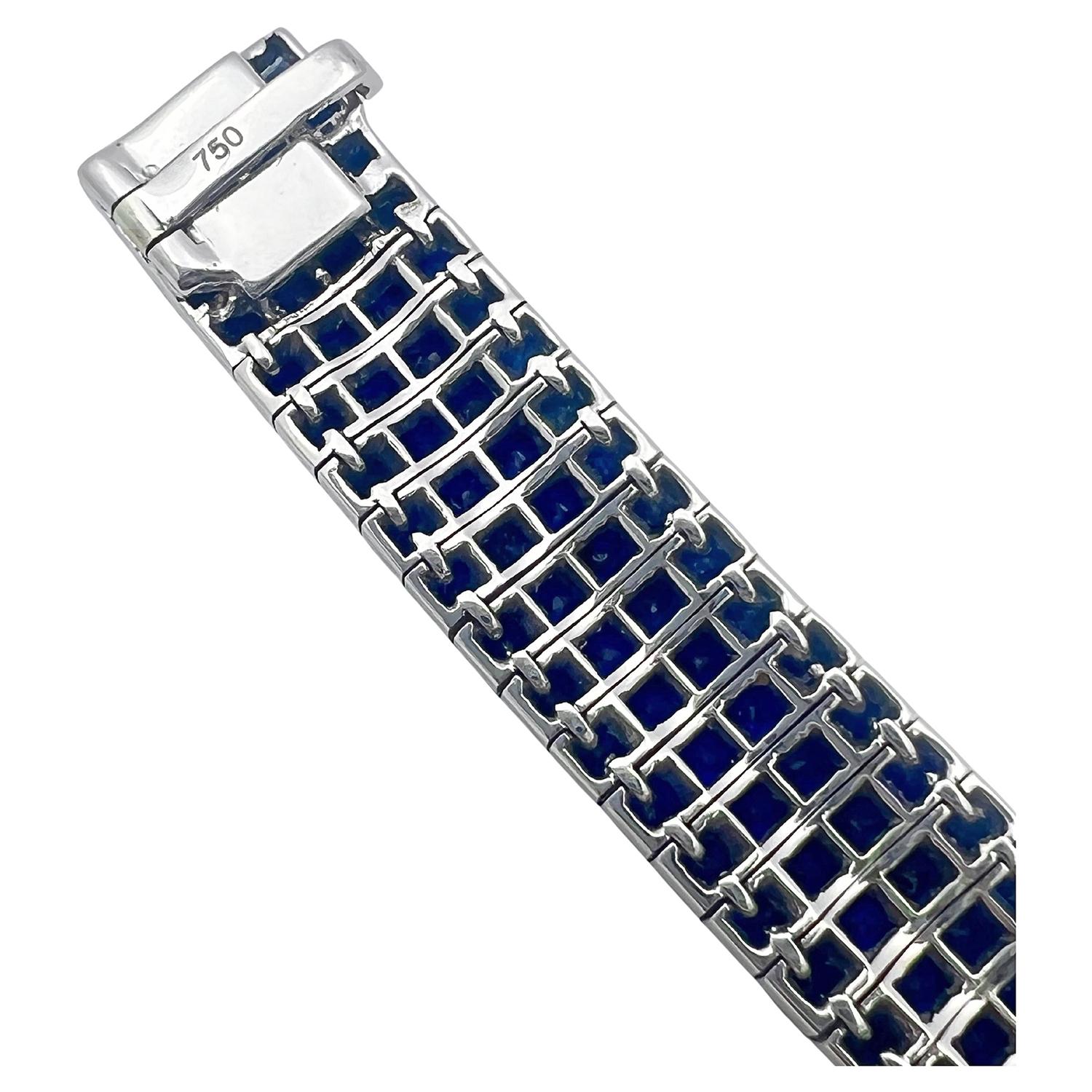 Women's or Men's Invisibly-Set Sapphire Line Bracelet For Sale