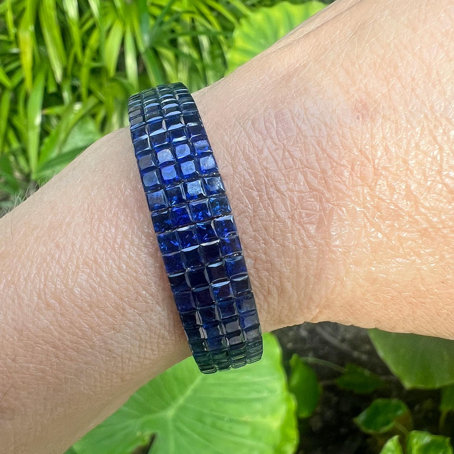 Invisibly-Set Sapphire Line Bracelet For Sale 1