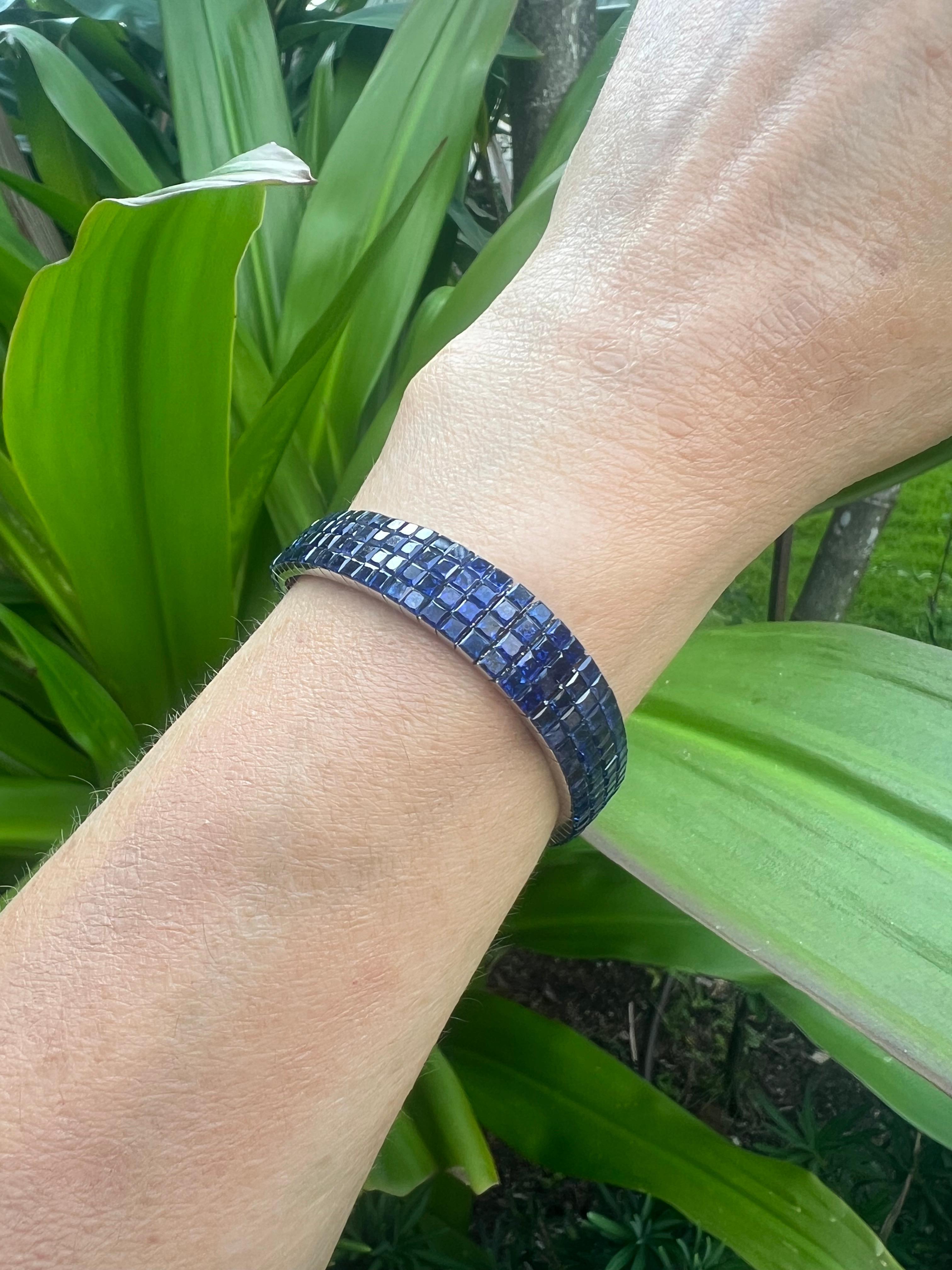Invisibly-Set Sapphire Line Bracelet For Sale 2