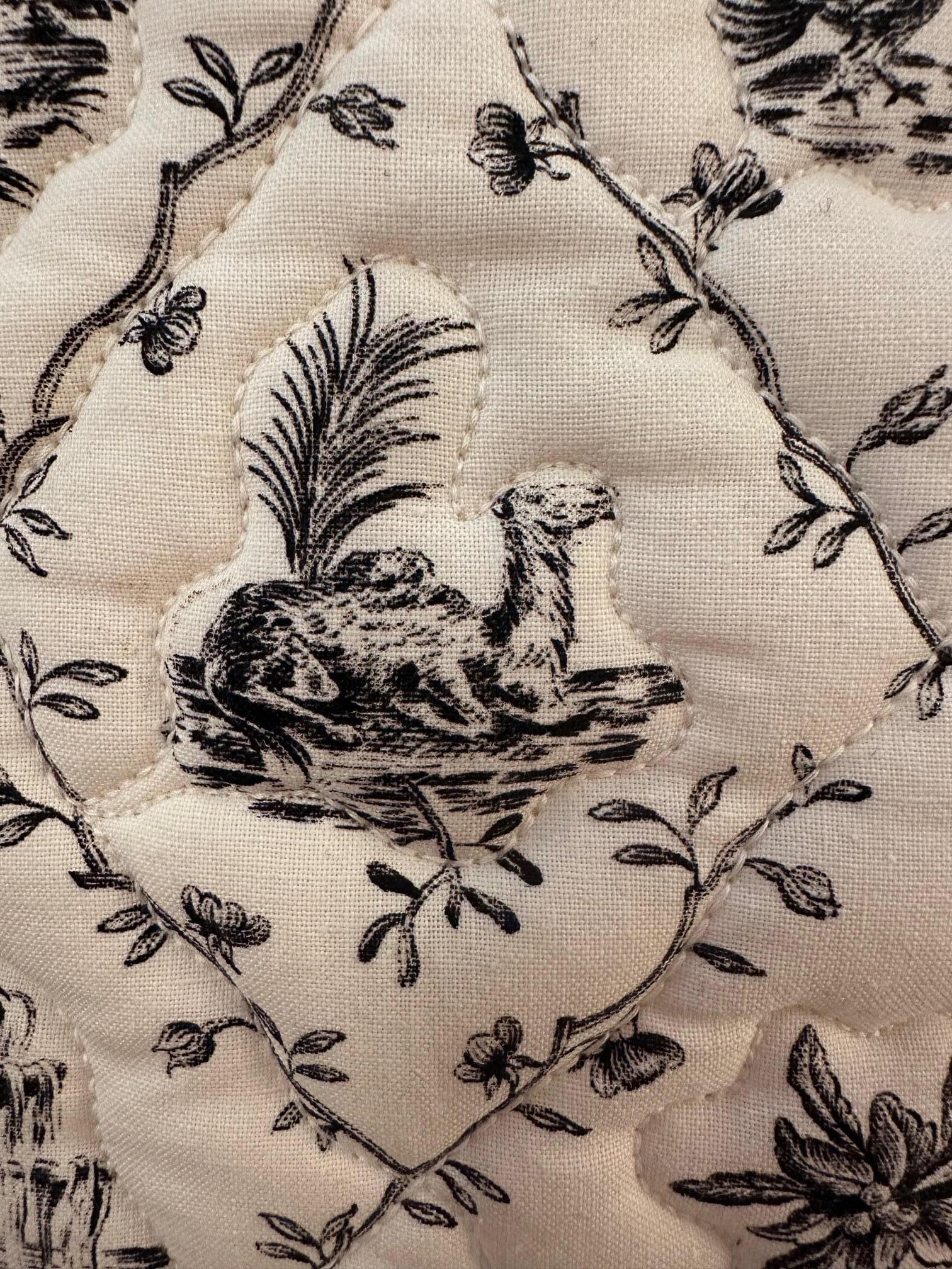 Inviting Black & White Quilted Toile Loveseat 1