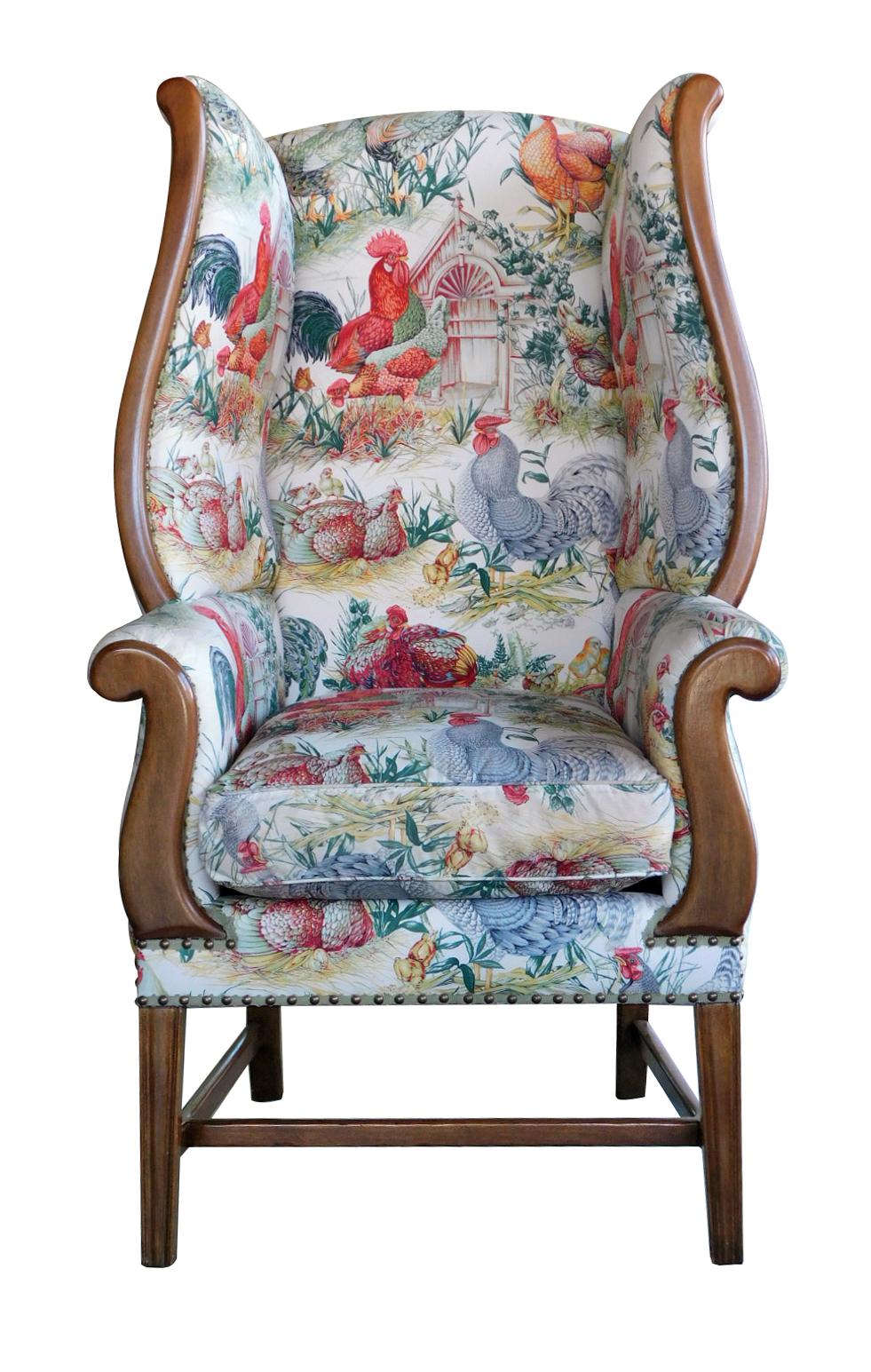 Inviting Pair of English-Country Style Wing Chairs 2