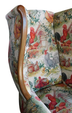 Inviting Pair of English-Country Style Wing Chairs