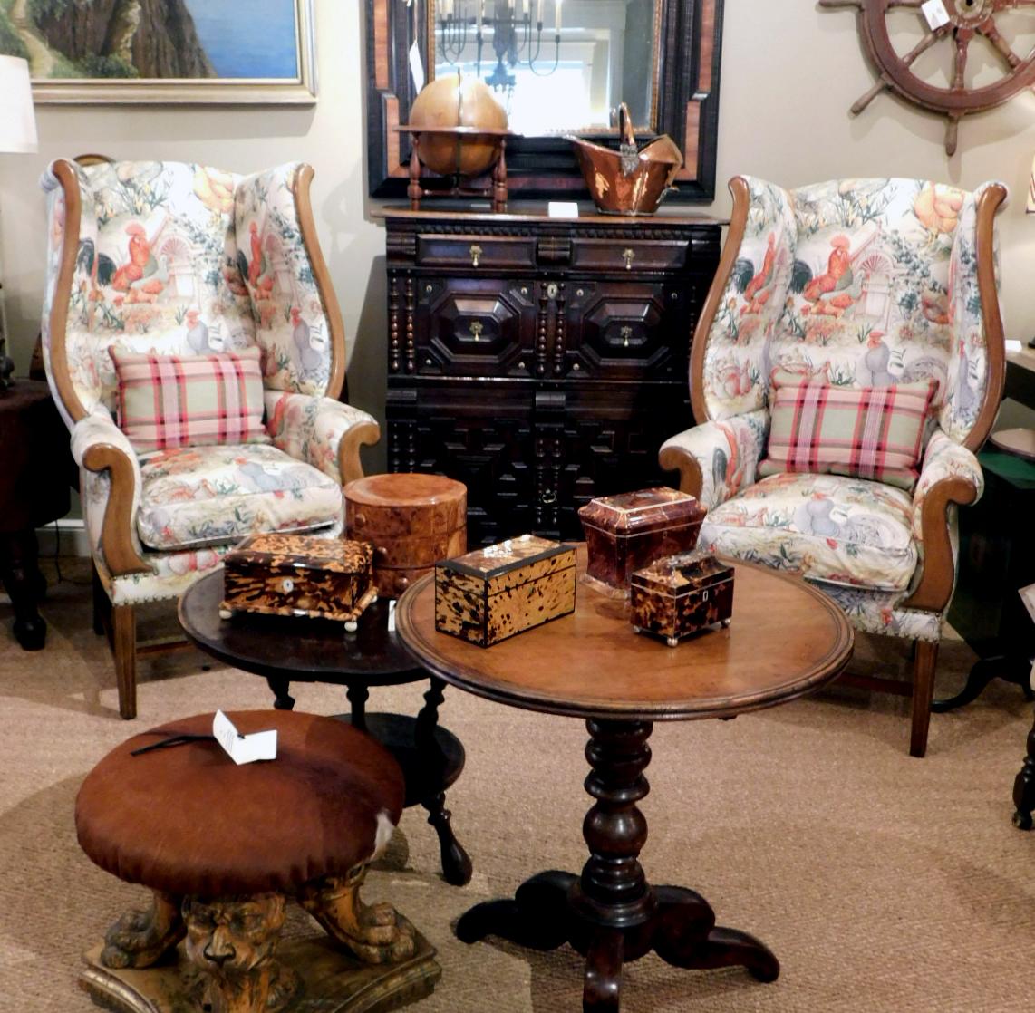 Georgian Inviting Pair of English-Country Style Wing Chairs