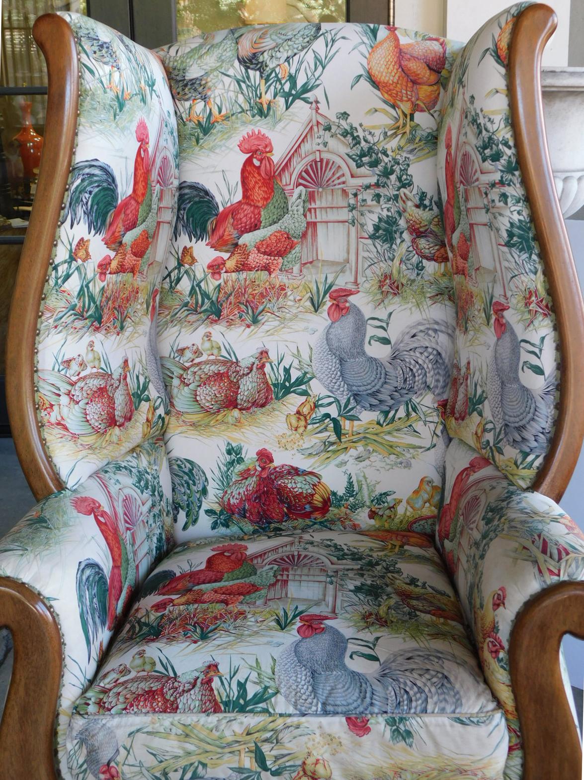 Late 20th Century Inviting Pair of English-Country Style Wing Chairs