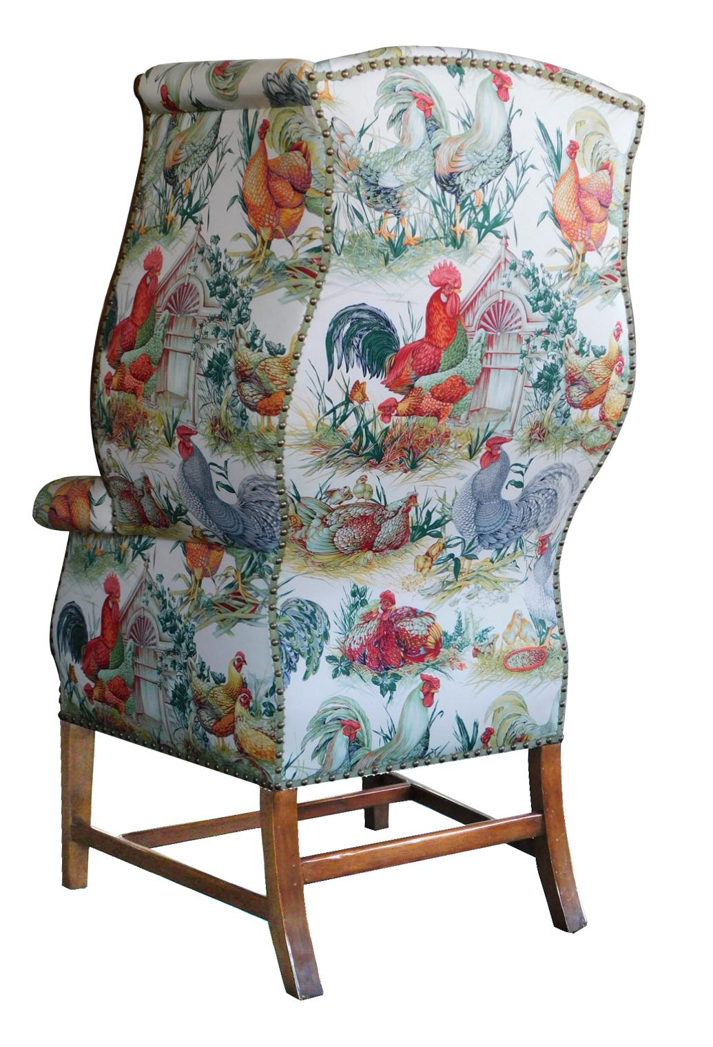 Wood Inviting Pair of English-Country Style Wing Chairs