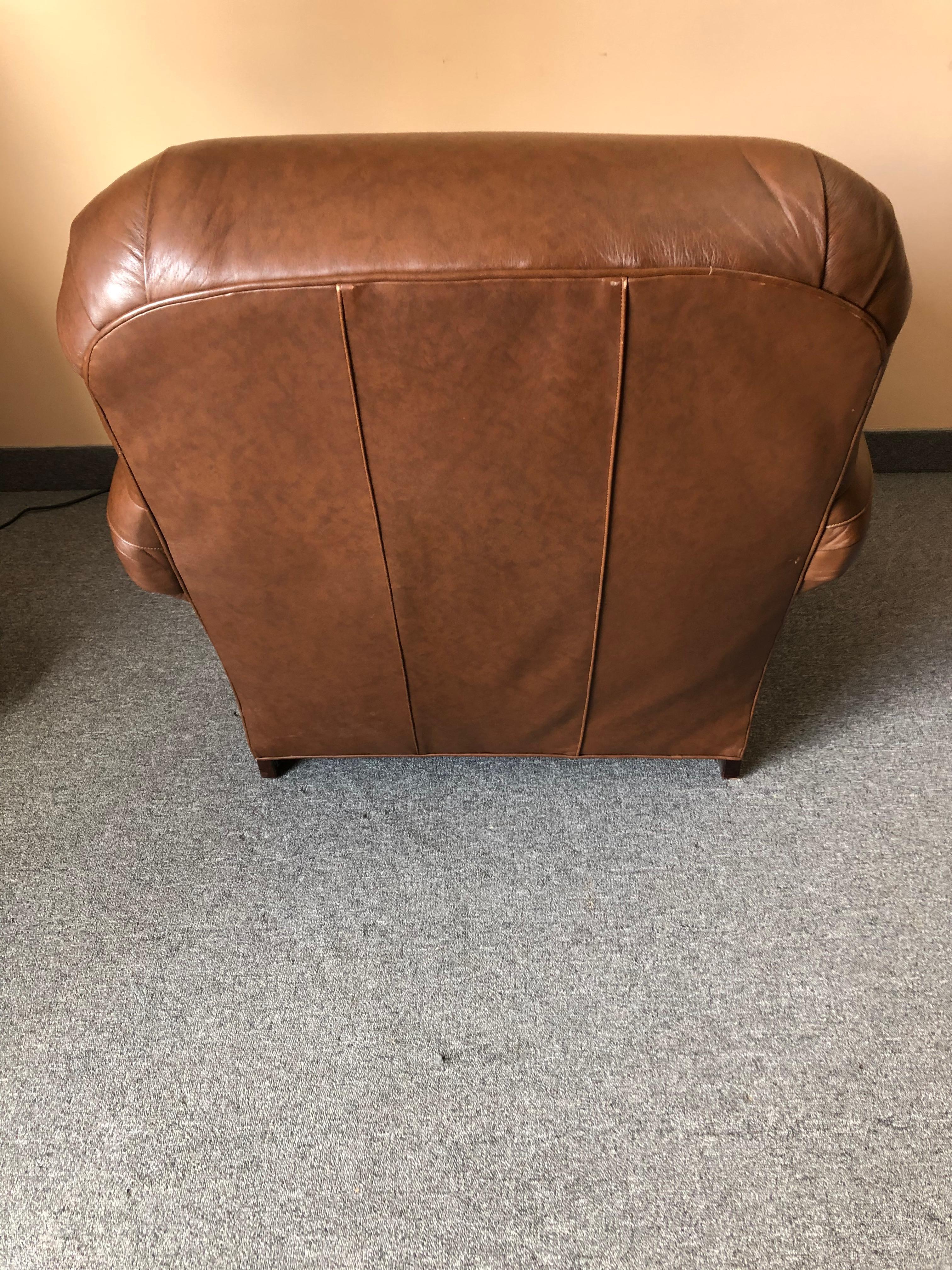 American Classical Inviting Supple Brown Leather Classic Hancock & Moore Club Chair