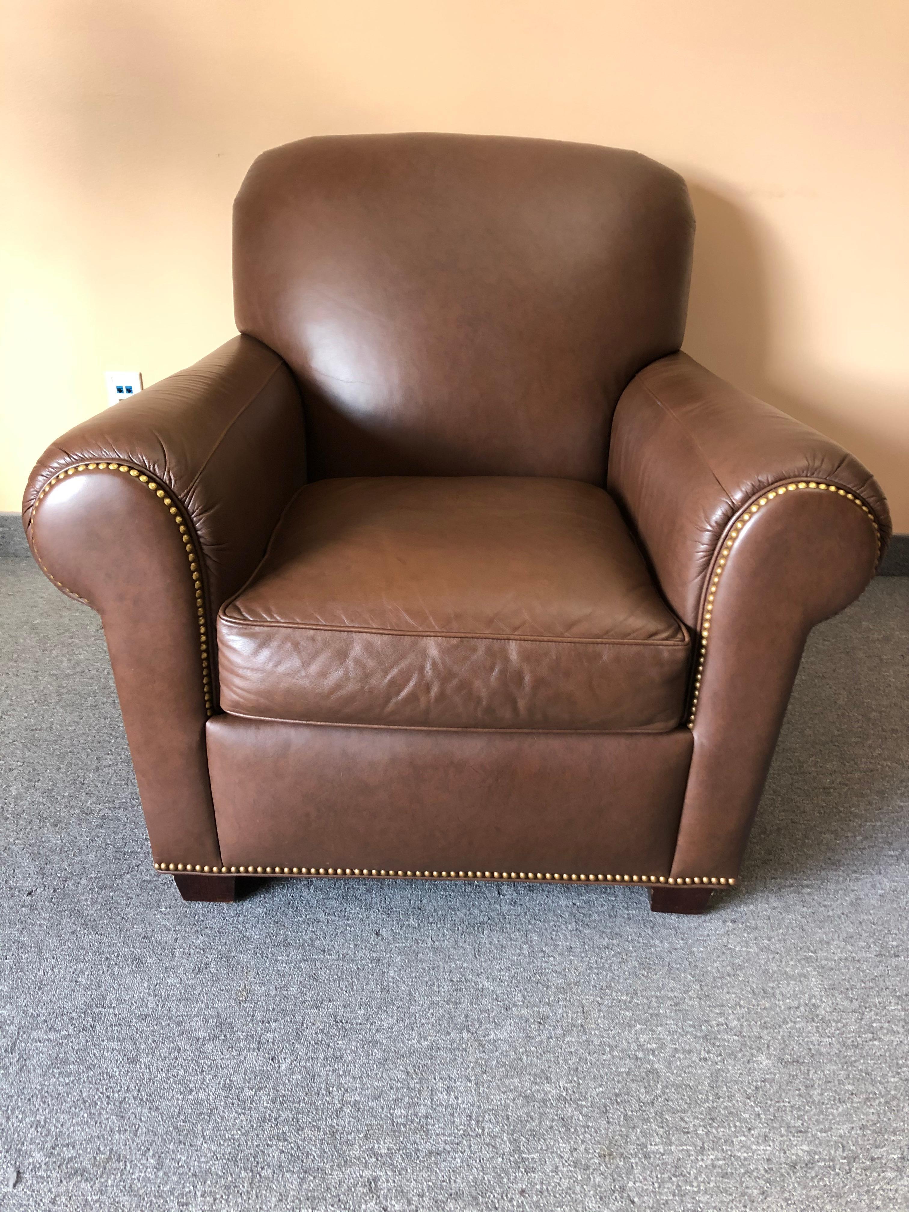 Late 20th Century Inviting Supple Brown Leather Classic Hancock & Moore Club Chair