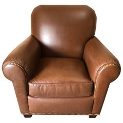 Inviting Supple Brown Leather Classic Hancock & Moore Club Chair