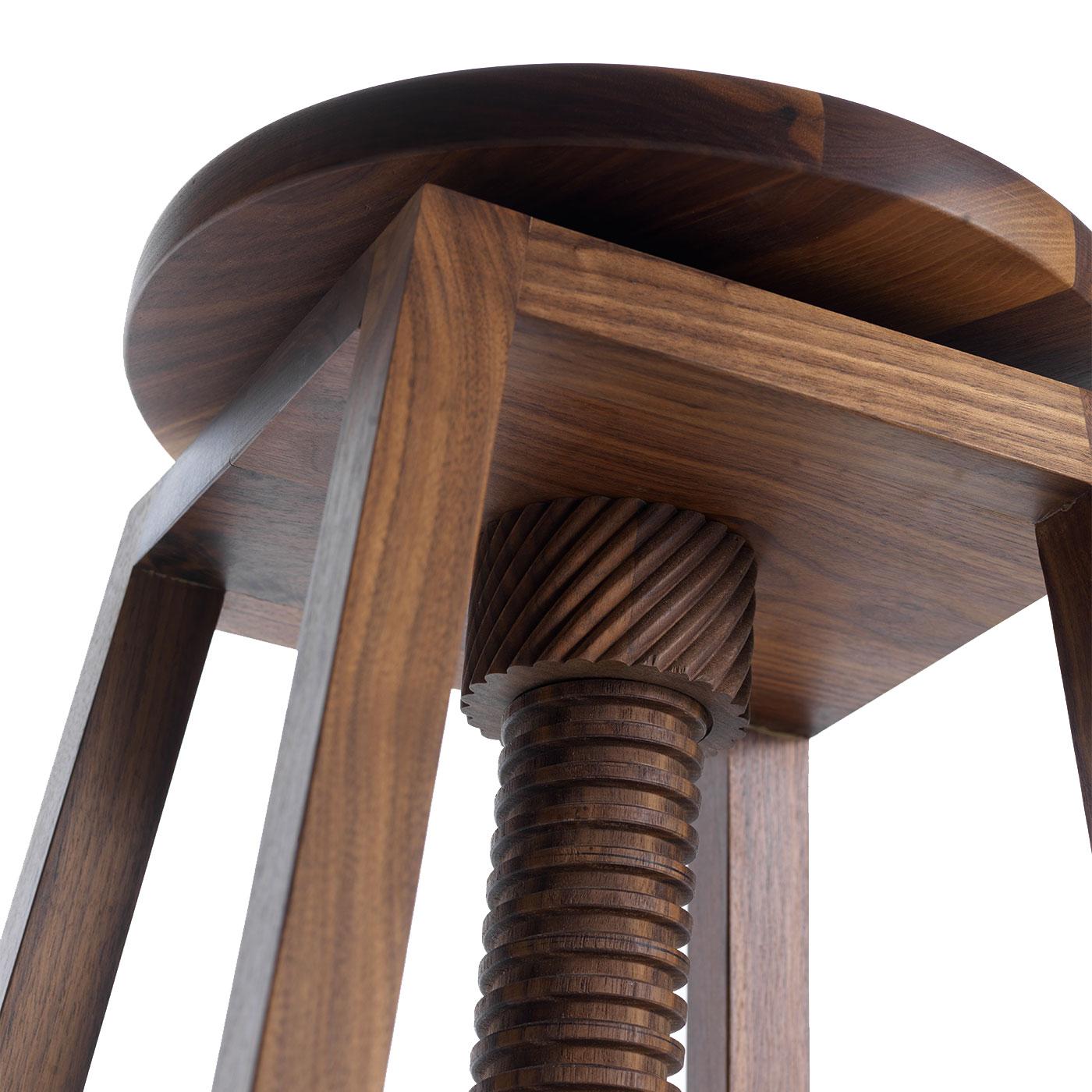Oiled Invito Solid Wood Stool, Walnut in Hand-Made Natural Finish, Contemporary For Sale