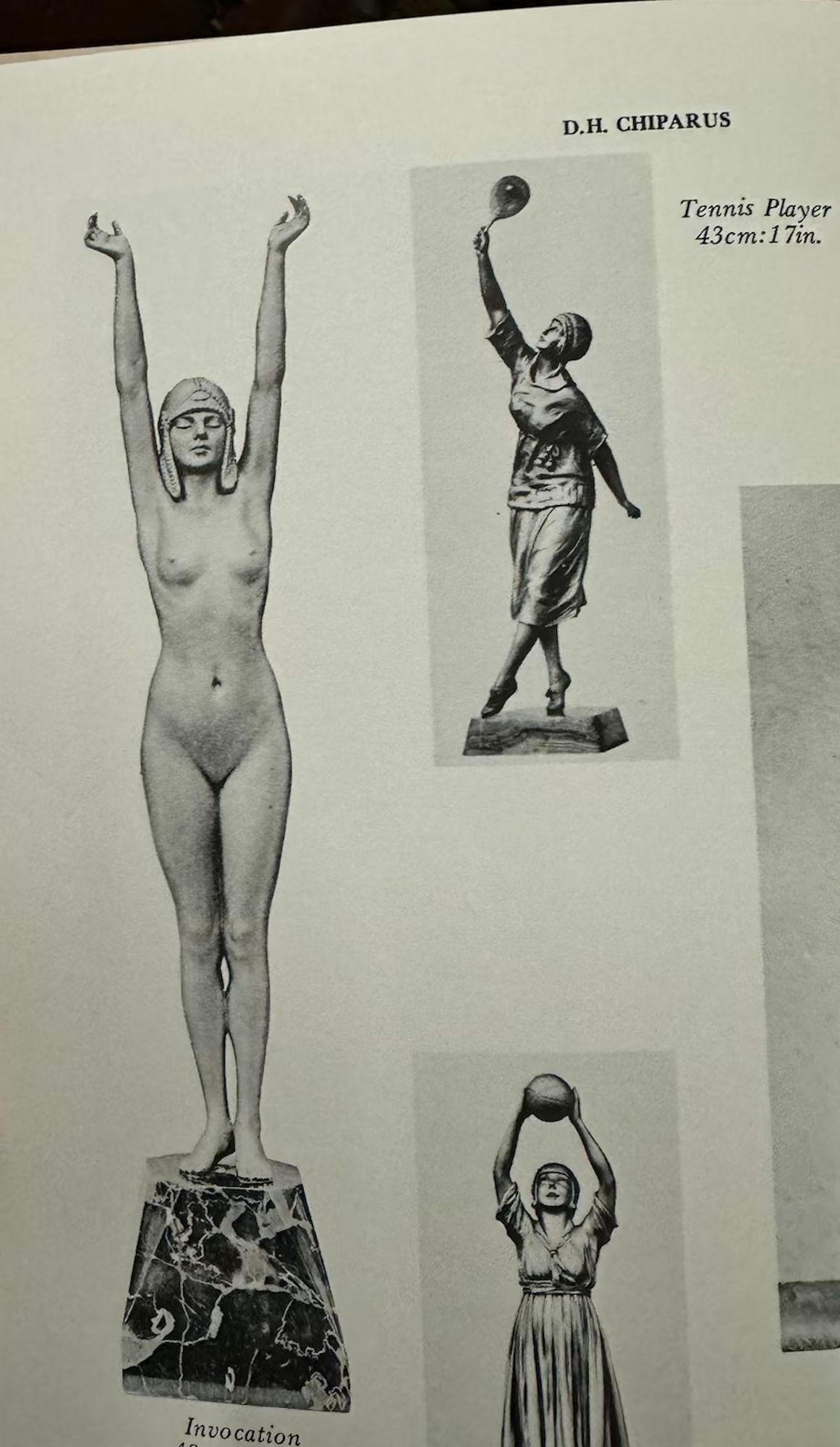 Sculpture Art Déco « Invocation » en bronze et marbre de D.H. Chiparus, c. 1920 en vente 2