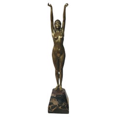 Art-Déco-Skulptur ��„Invocation“ aus Bronze und Marmor von D.H. Chiparus, ca. 1920er-Jahre