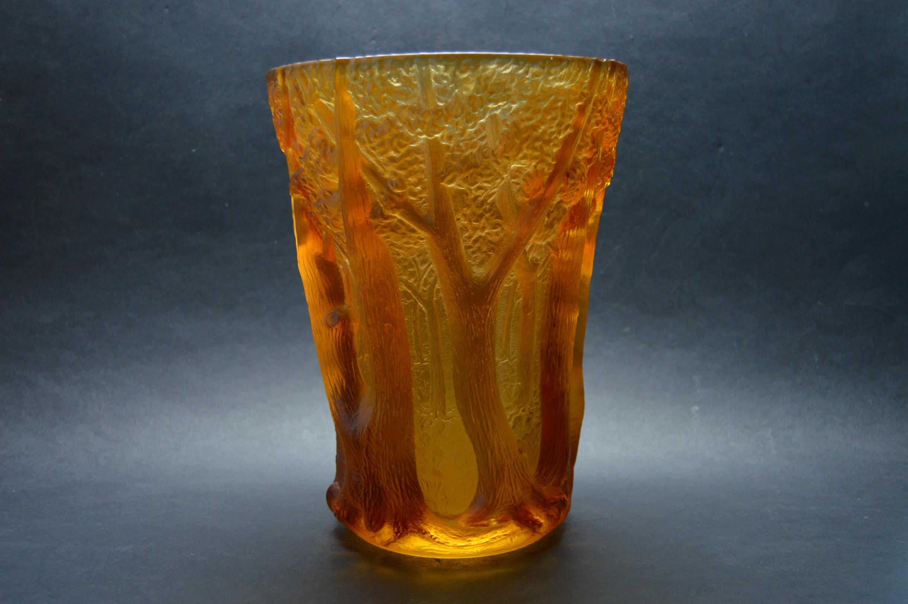 Inwald Art Deco Amber Glass Bohemia Czech, 1930 In Good Condition In Oakland, CA
