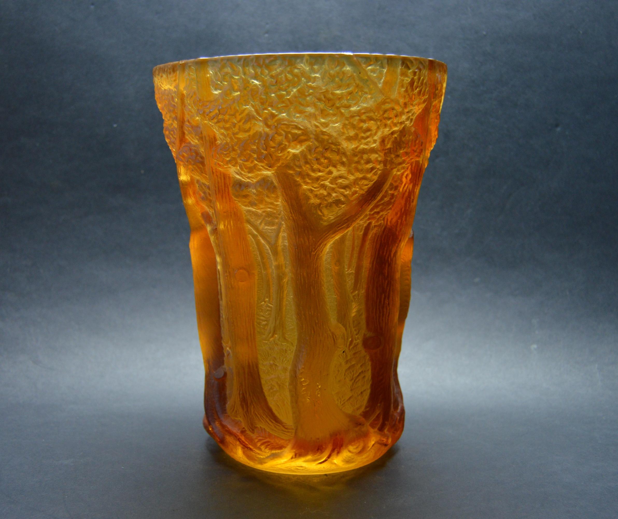 Mid-20th Century Inwald Art Deco Amber Glass Bohemia Czech, 1930