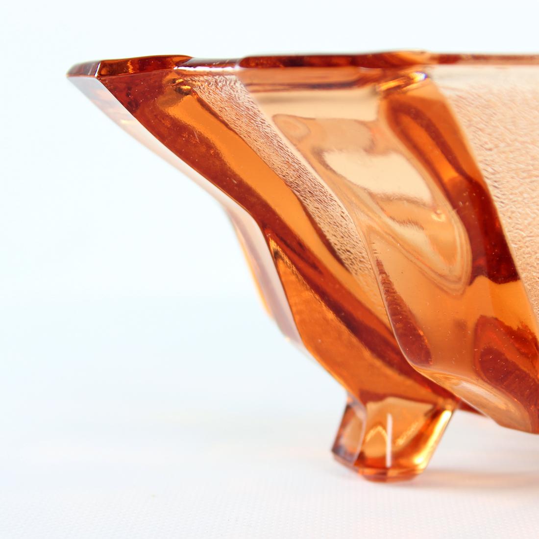 Art Glass Inwald Glass Bowl in Pink Glass, Hermanova Hut, Czechoslovakia 1950s For Sale