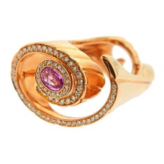 Io Si 18 Karat Rose Gold Diamond Pink Sapphire Ring