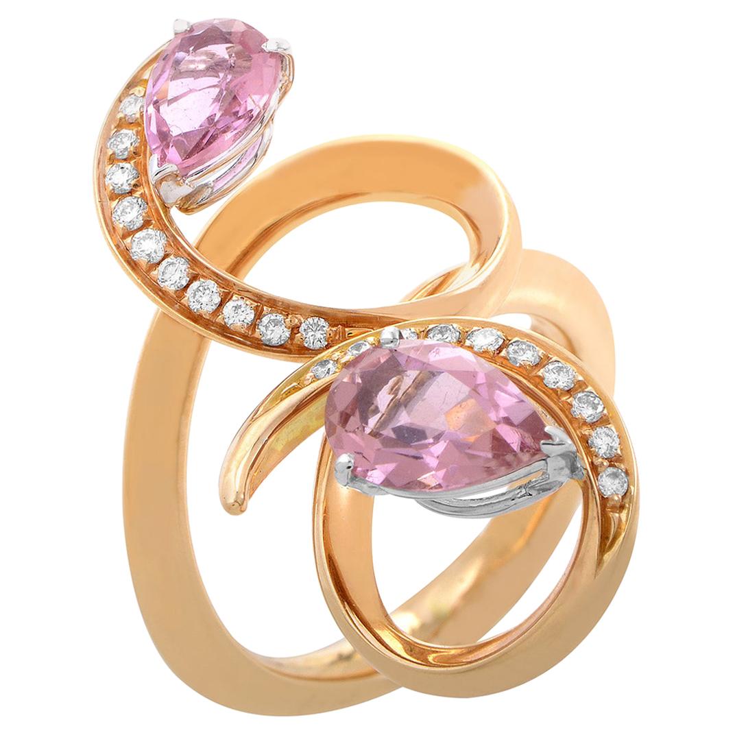 Io Si 18 Karat Rose Gold Pink Sapphire and Diamond Ring