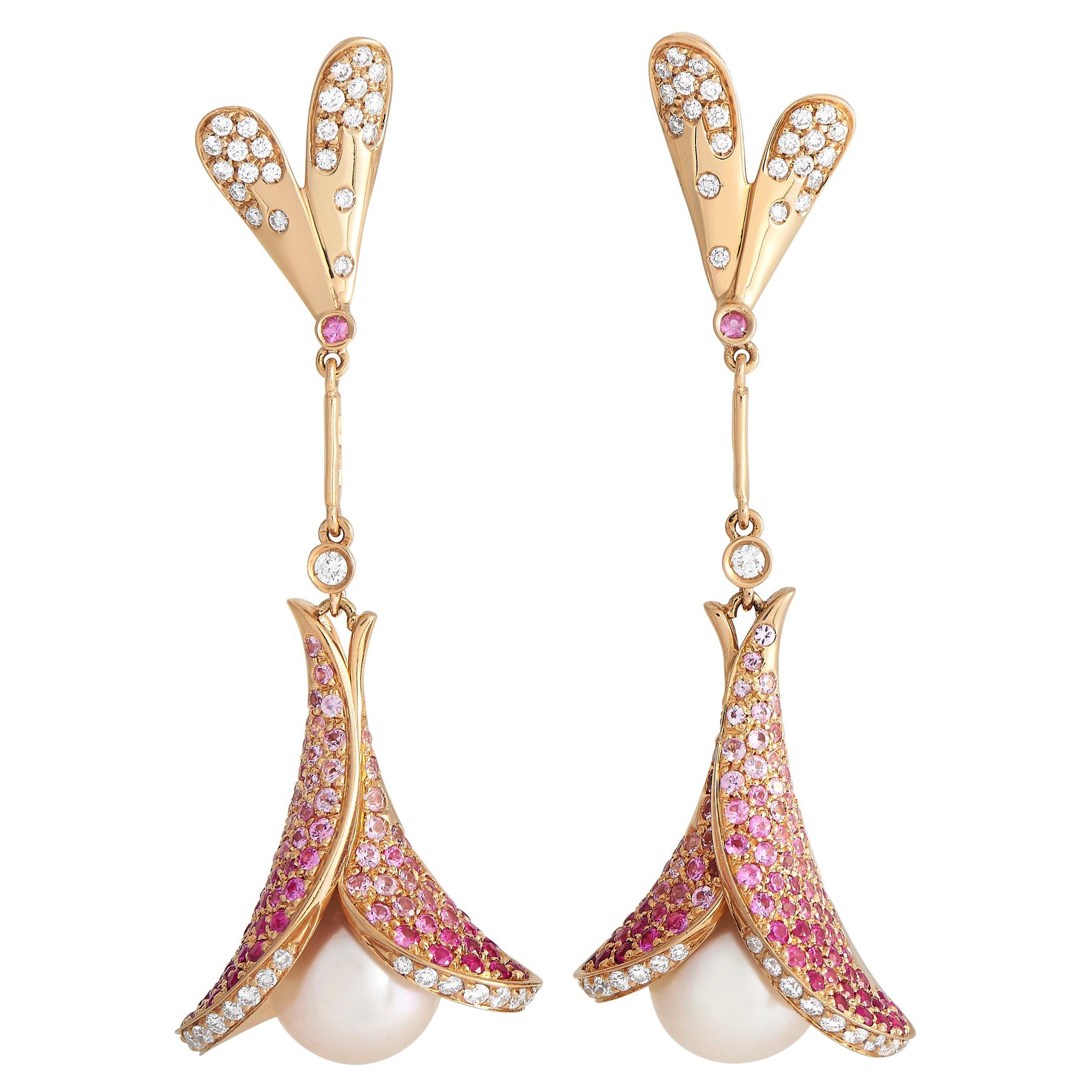 Io Si in oro rosa 18 carati con zaffiro e perla da 0,78 carati