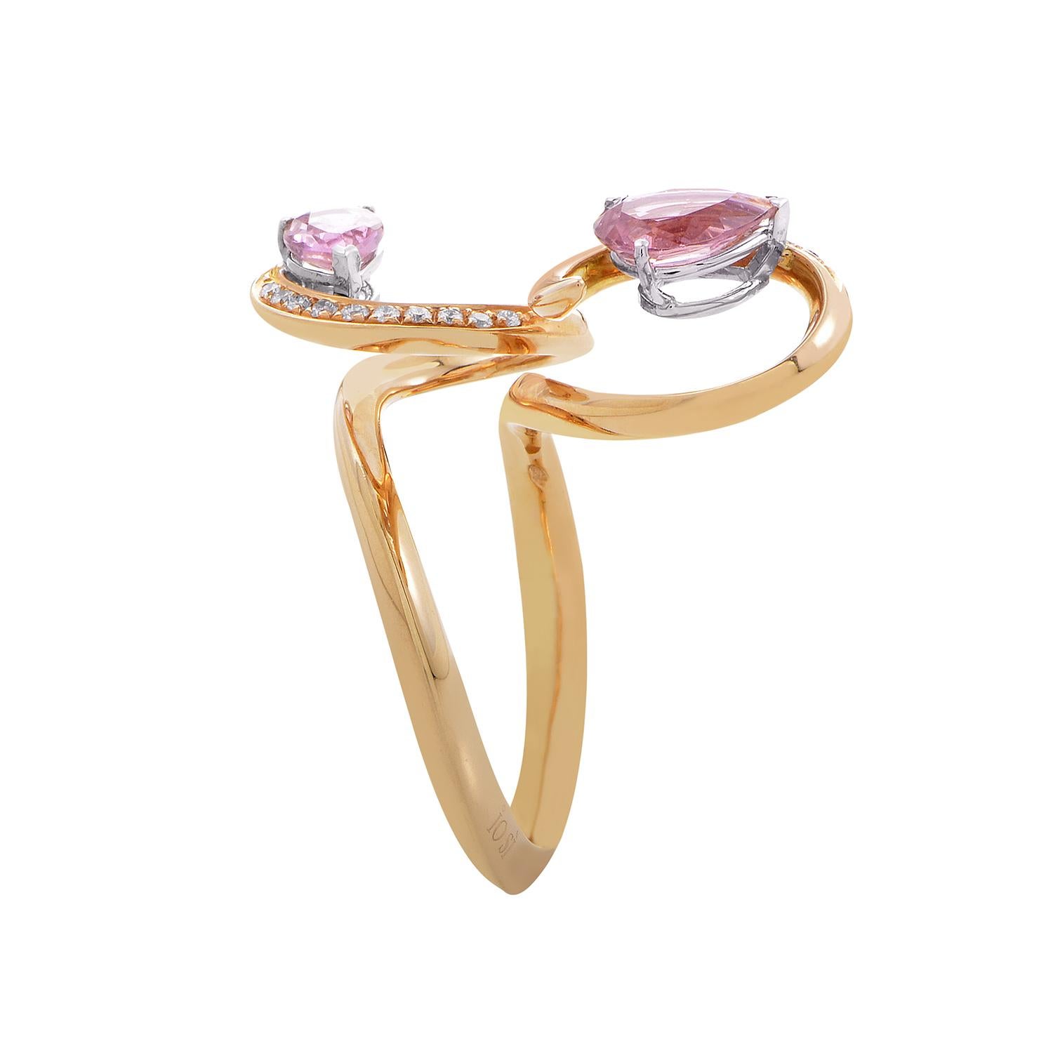 Io Si 18 Karat Rose Gold Pink Sapphire and Diamond Ring In New Condition In Southampton, PA