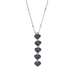 IO SI 18k White Gold 0.38ctw Diamond & Sapphire Necklace