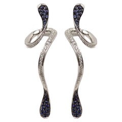 IO SI 18k White Gold 0.72ctw Diamond & Sapphire Earrings