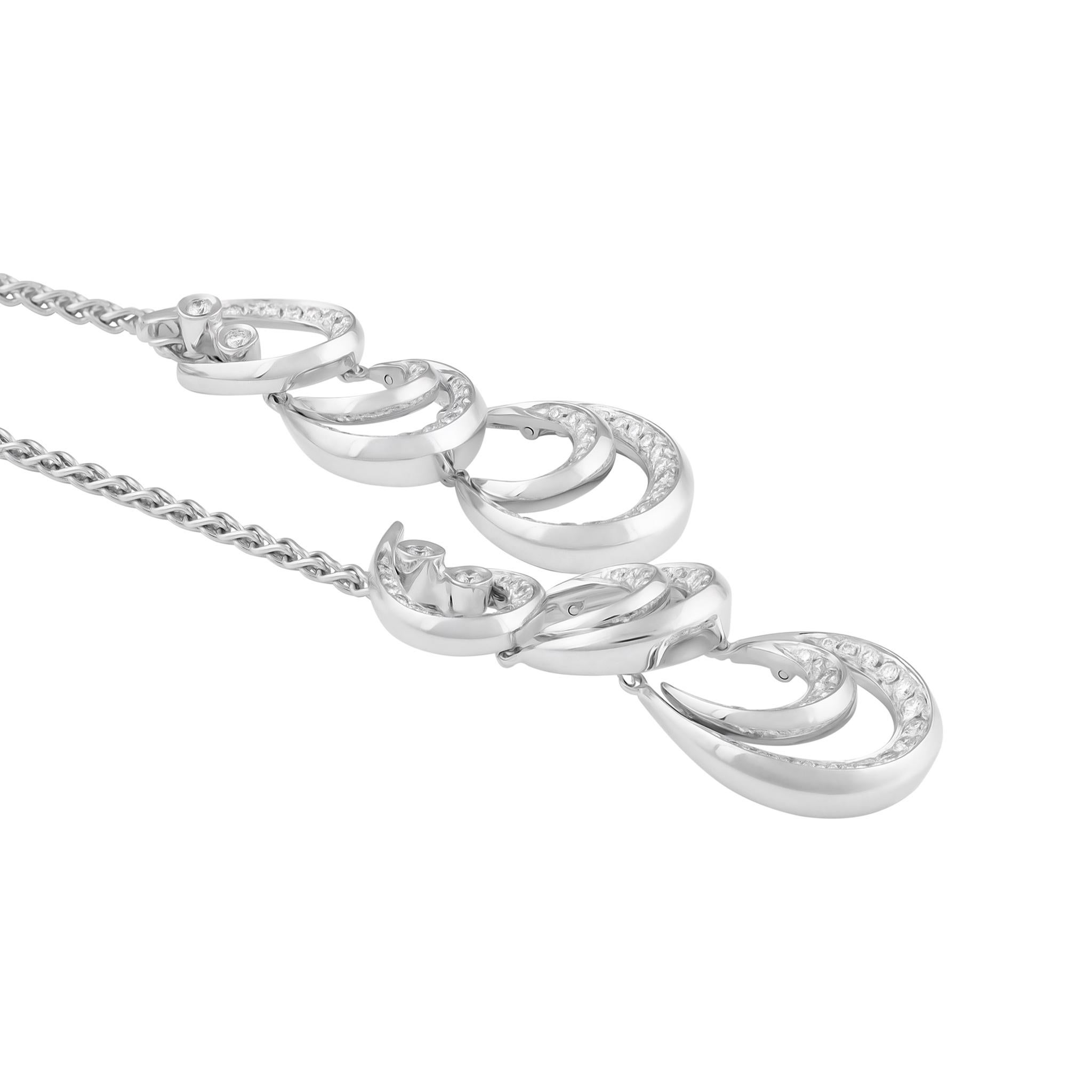 Modern IO SI 18K White Gold 2.09ctw Diamond Necklace For Sale