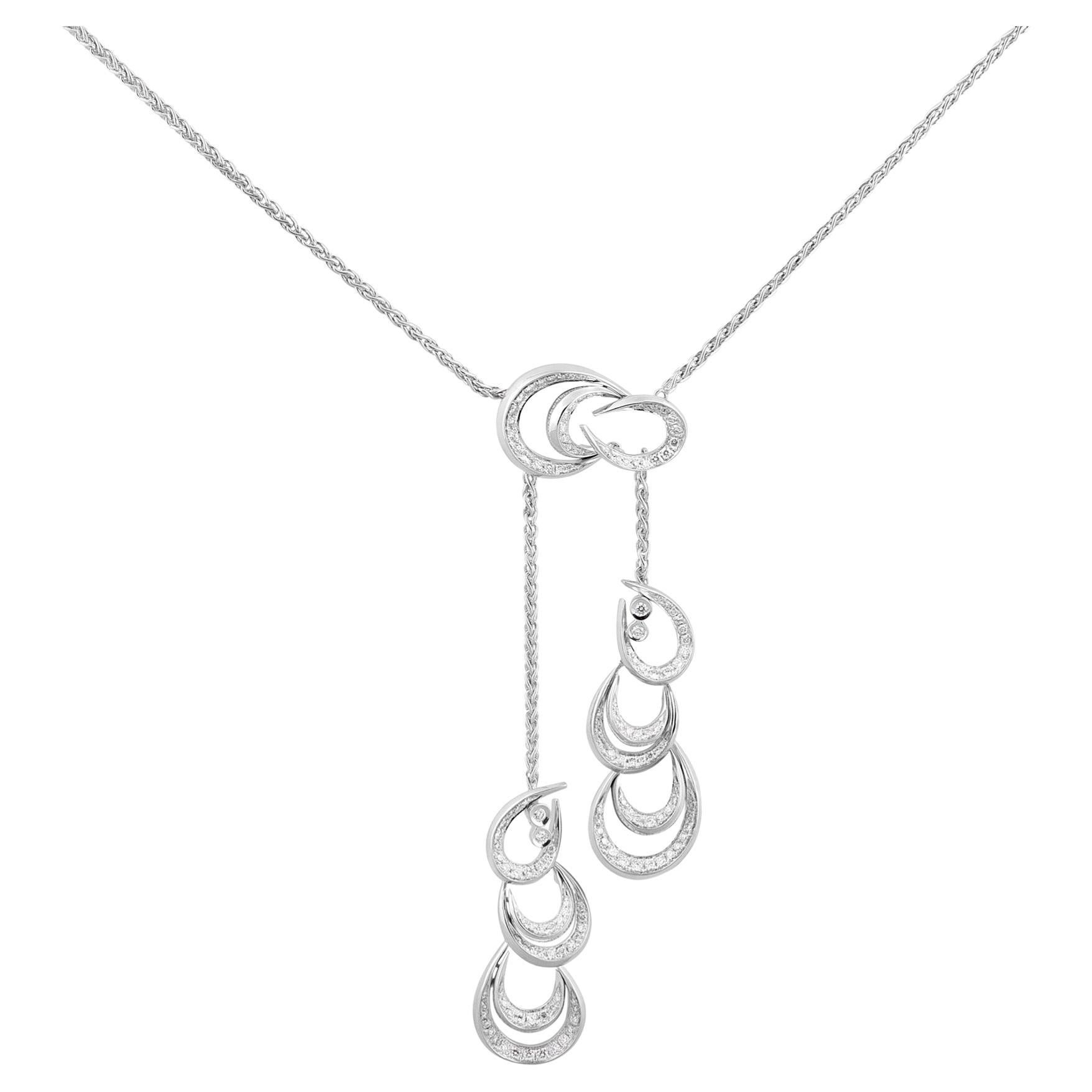 IO SI 18K White Gold 2.09ctw Diamond Necklace For Sale