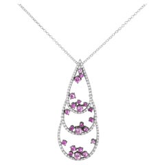 Collier en or blanc 18K avec diamants et saphirs roses IO SI