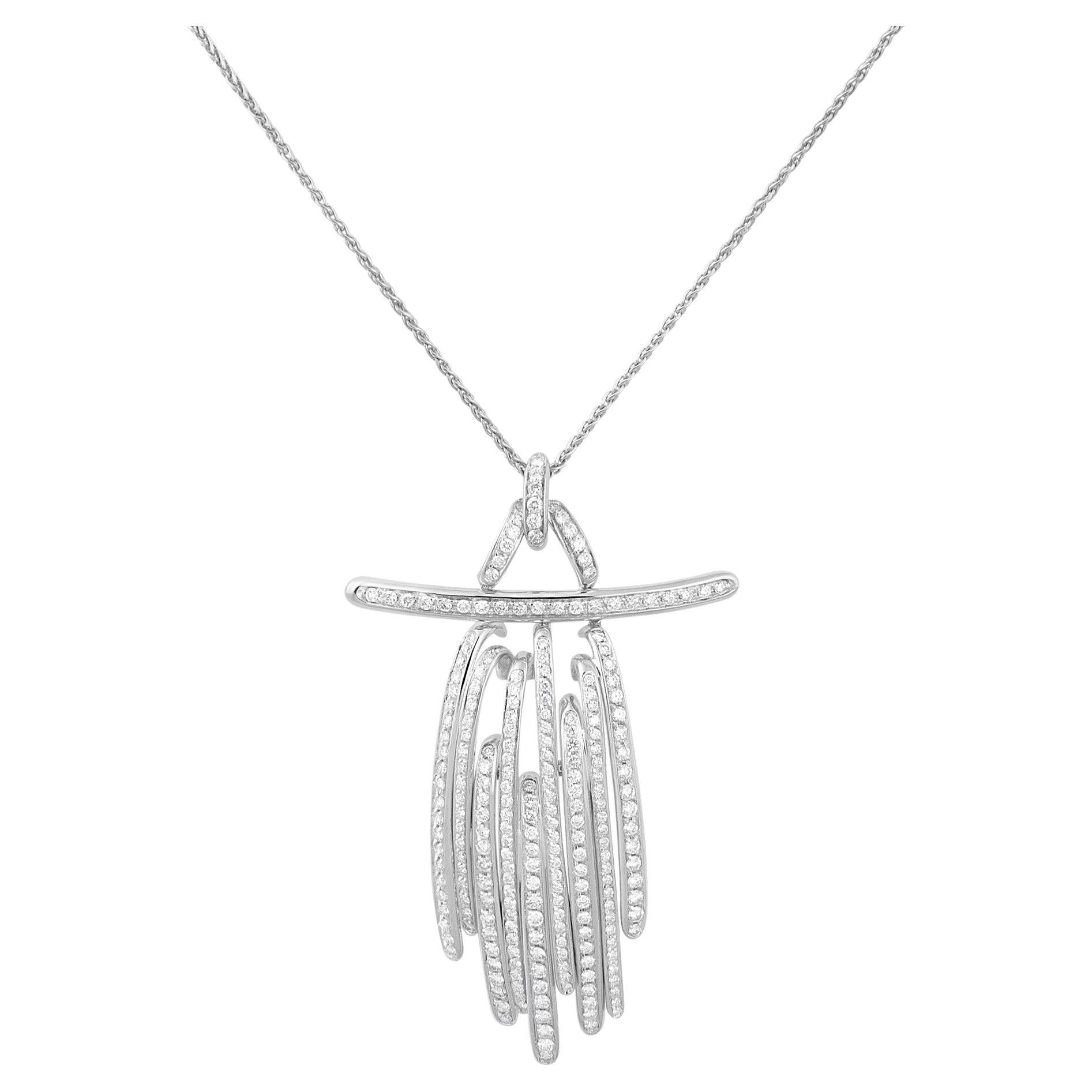 IO SI 18K White Gold 3.03ctw Diamond Necklace