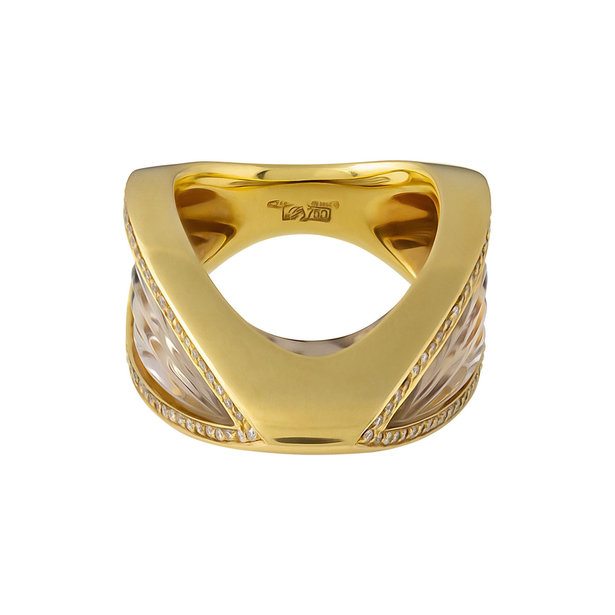 IO SI Ring aus 18 Karat Gelbgold mit 0,32 Karat Diamant und Critrine (Moderne) im Angebot