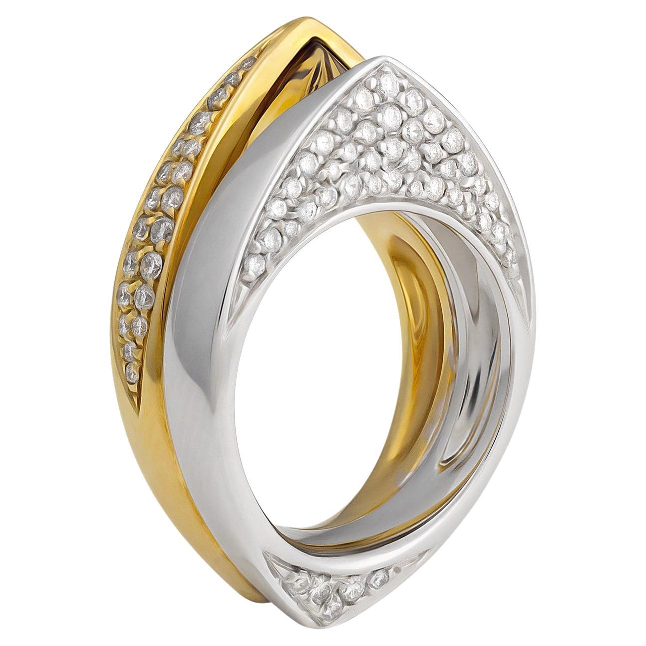 IO SI 18K Yellow Gold 0.84ctw Diamond & Critrine Ring