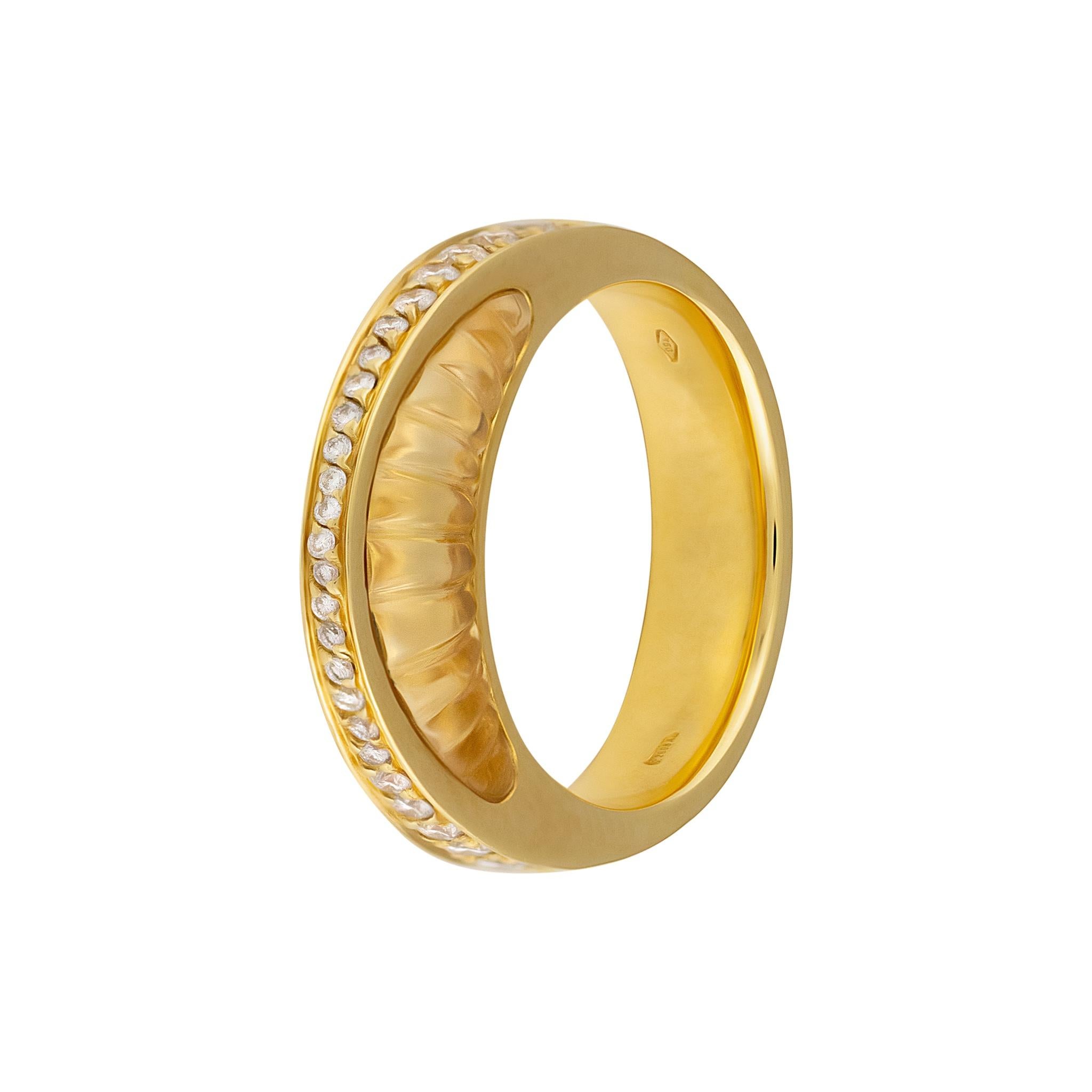 Brilliant Cut IO SI 18K Yellow Gold Diamond & Critrine Ring For Sale