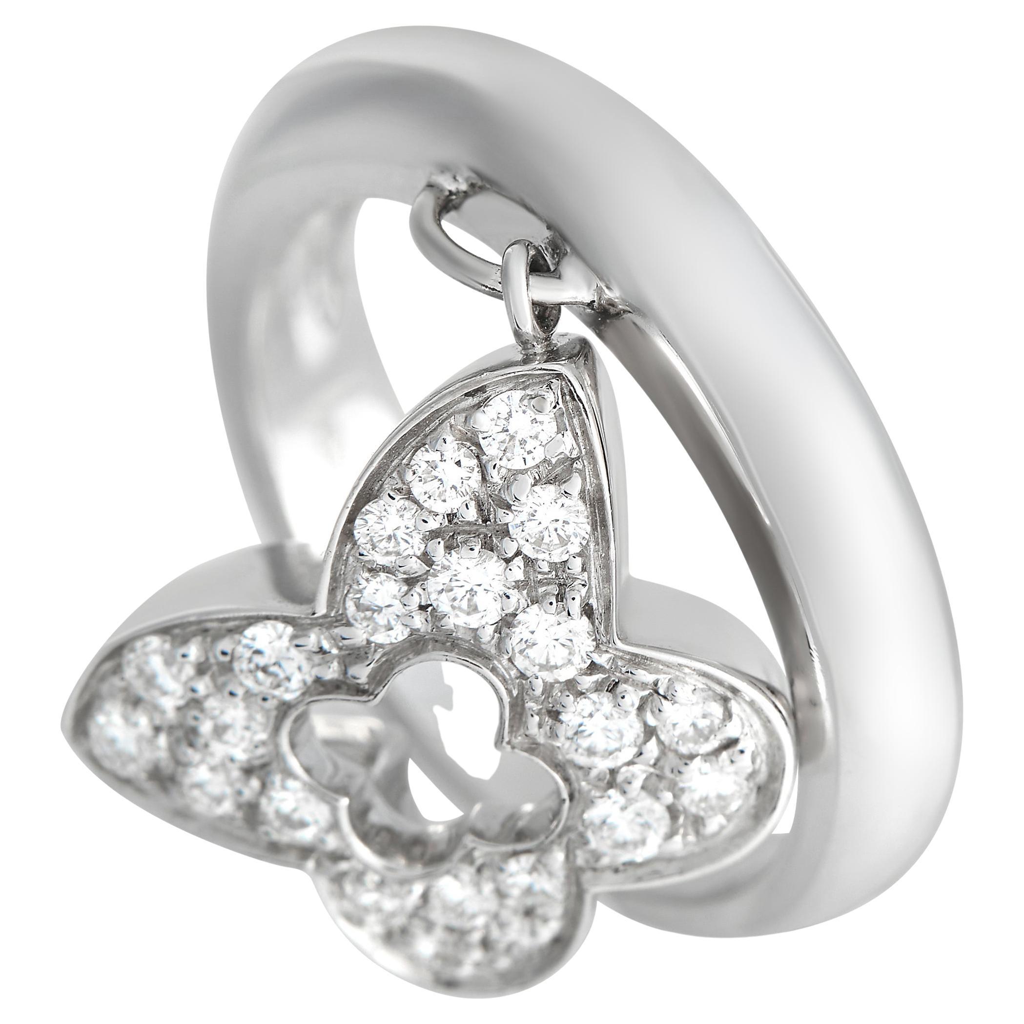 Io Si, oro bianco 18 carati, anello con diamante e farfalla da 0,45 carati