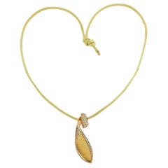 Io Si Diamond Citrine Gold Yellow Gold Cord Pendant Necklace