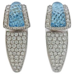 Io Si Gold Diamond Blue Topaz Earrings