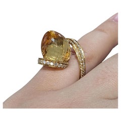 iO Si Italy Citrin und Diamant-Skulptur Ring in 18k Gelbgold