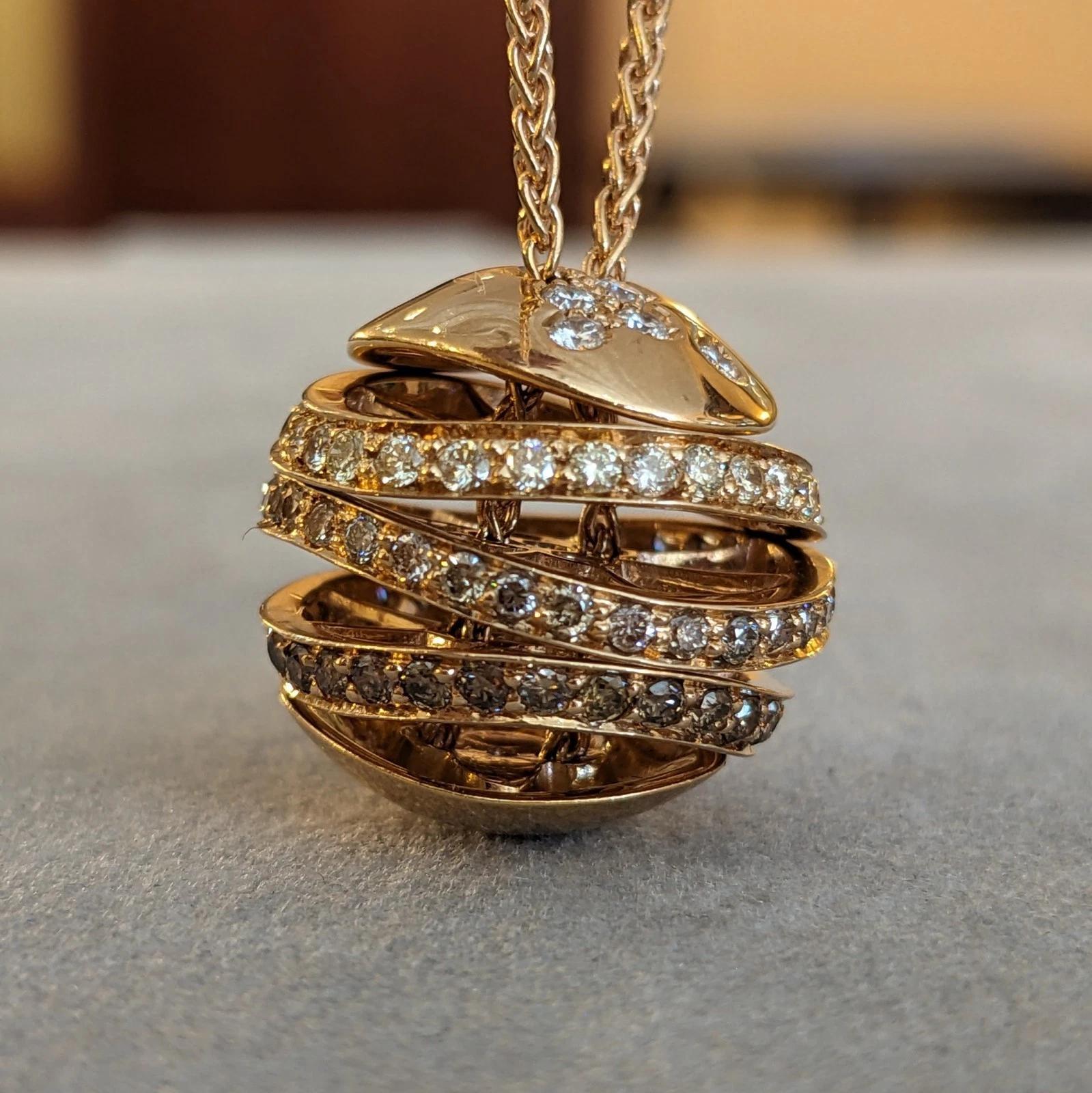 Collana con pendente a cascata in oro rosa 18 carati di You Si Italy in vendita 1