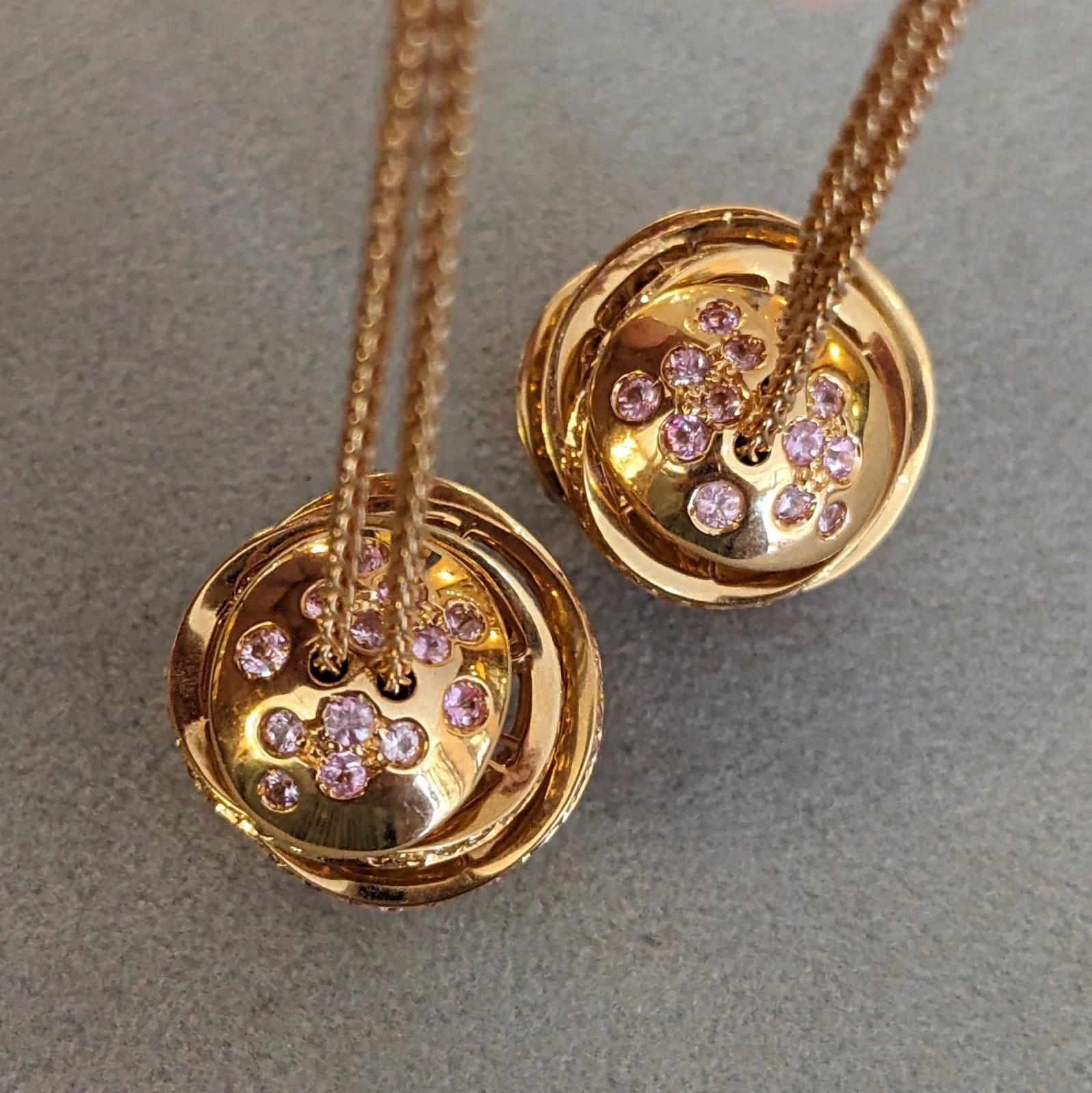 iO Si Italien Rosa und gelber Saphir Kugel Ohrringe in 18k Gold im Angebot 3