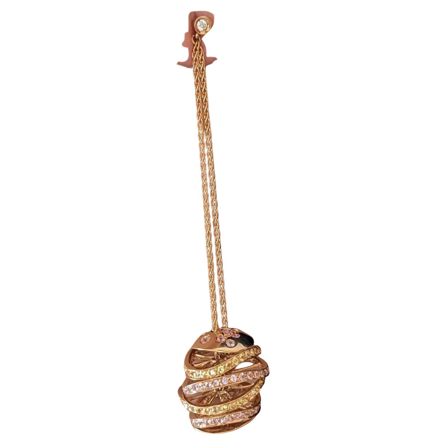 iO Si Italien Rosa und gelber Saphir Kugel Ohrringe in 18k Gold im Angebot