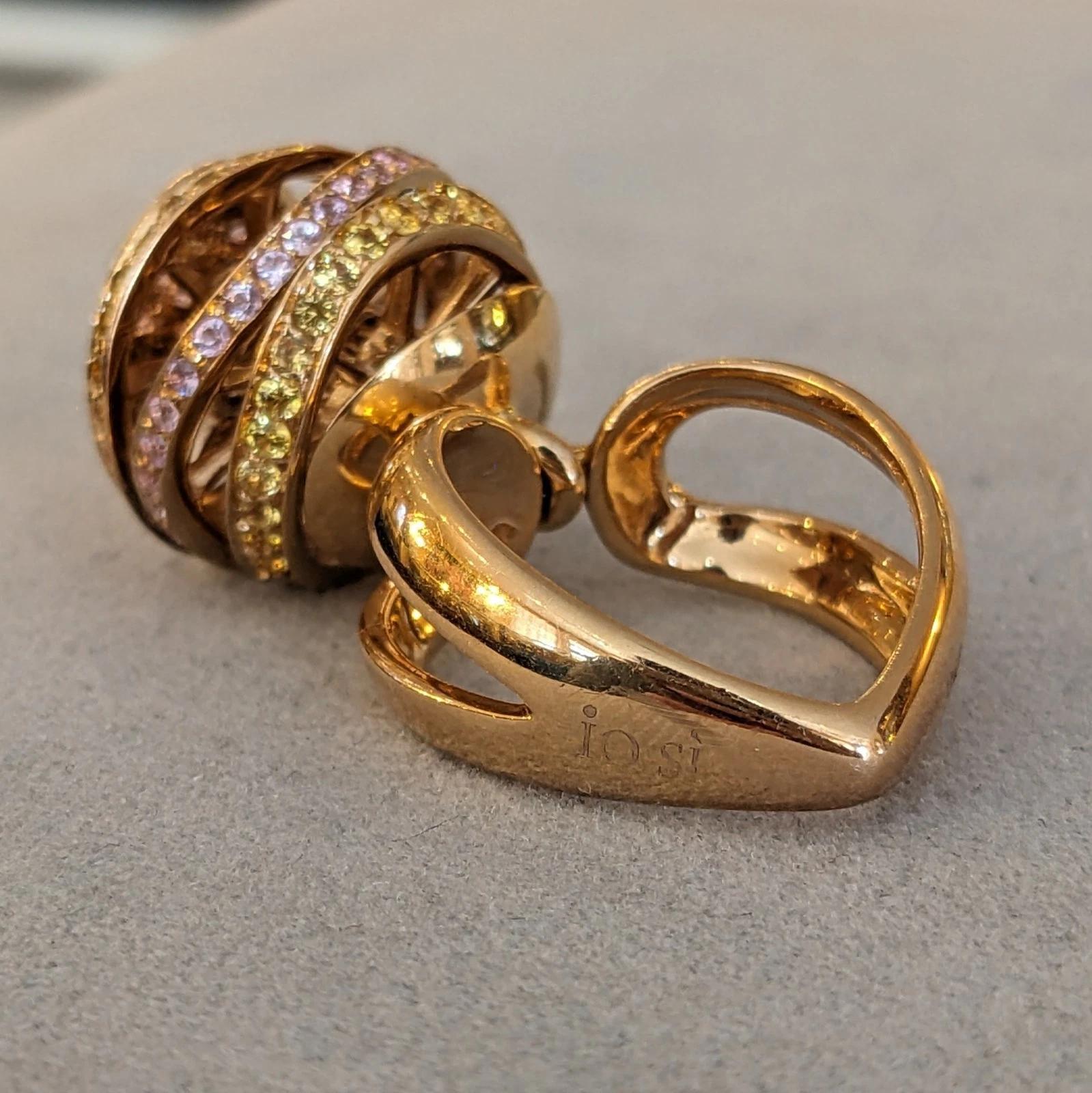 iO Si Italien Rosa und gelber Saphir Kugel Ring in 18k Rose Gold im Angebot 6