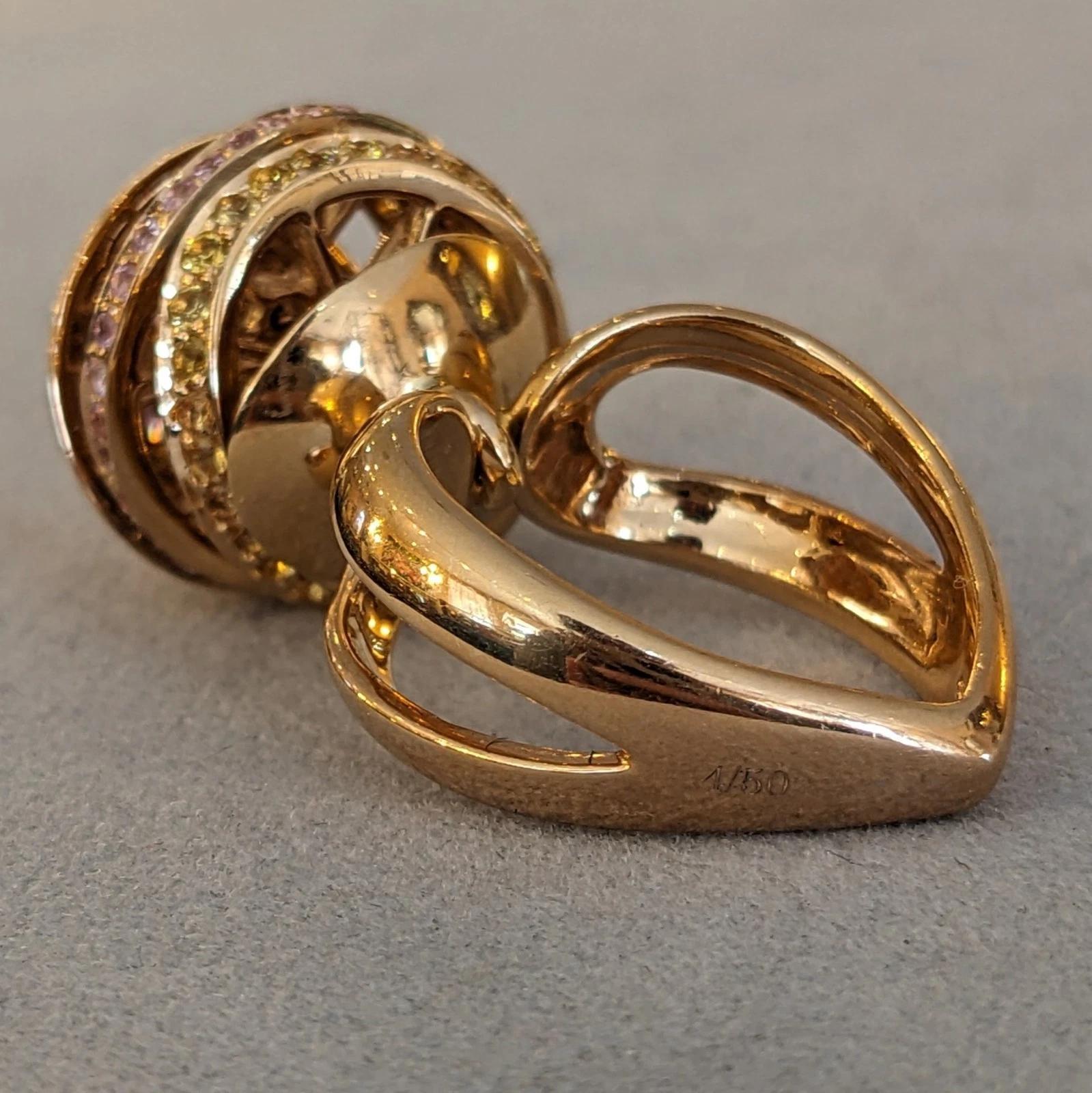 iO Si Italien Rosa und gelber Saphir Kugel Ring in 18k Rose Gold im Angebot 7