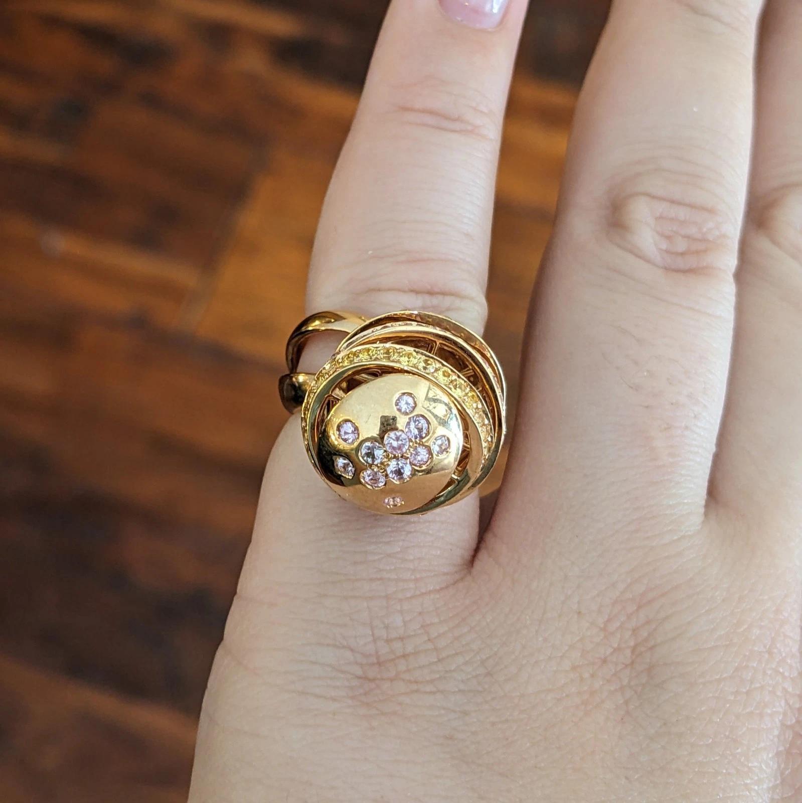 iO Si Italien Rosa und gelber Saphir Kugel Ring in 18k Rose Gold Damen im Angebot